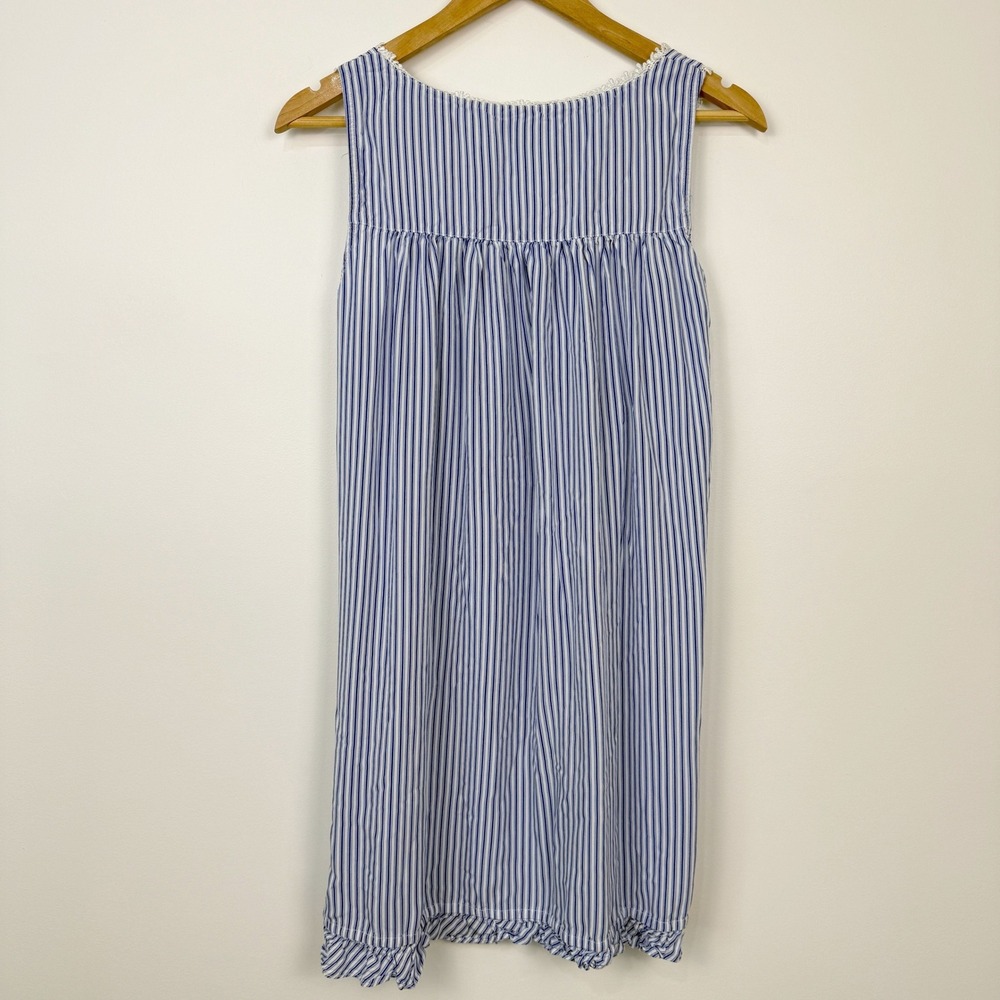 Eileen West Nightgown Womens XS Blue White Striped Lace Trim Ruffle Hem - Picture 5 of 7